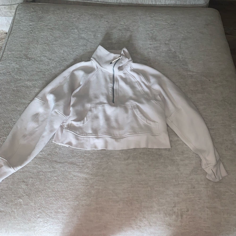 Lululemon Scuba Oversized Funnel Neck Half Zip WHITE OPAL M/L